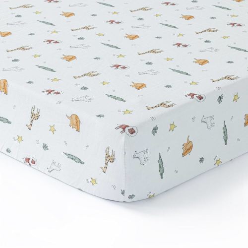Muslin Crib Sheets Boys,Girls | Super Soft,Breathable Crib Sheet,1 Pack | 100% Cotton Crib Sheets for Standard Cribs,Toddler Bed Sheets,52x28 Crib Mattress Sheet | Animal