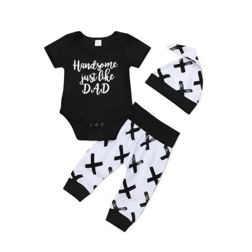 Newborn Baby Boy Cotton Top Bodysuit Romper Pants Leggings Hat Outfit Clothes