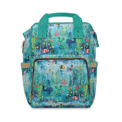 Magical Watercolor Sea Creatures Sea Life Multifunctional Diaper Backpack