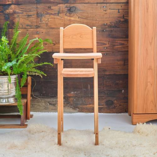 Cherry Wood Doll High Chair - 11" x 11" x 30" H