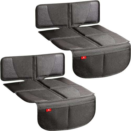 Helteko Carseat Protector with Thickest Padding, 2 Pack Auto Seat Pad from Waterproof & Stain Resistant for Child Baby , Kick Mat Material for Leather and Fabric Seat