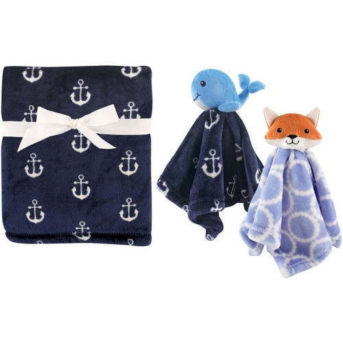 Hudson Baby Boys' Plush Blanket with Security Blankets, 2-Pack, Choose Your Color
