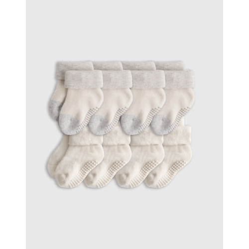 Organic Gripper Fold Over Socks 8-Pack - Baby Girl