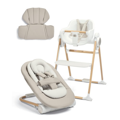 Eno Highchair, Bouncer & Cushion Complete Bundle - Cashmere