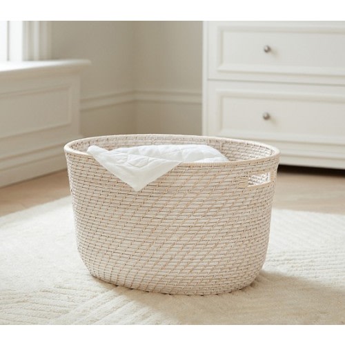 Quinn Tapered Oval Basket Whitewashed | Pottery Barn Kids