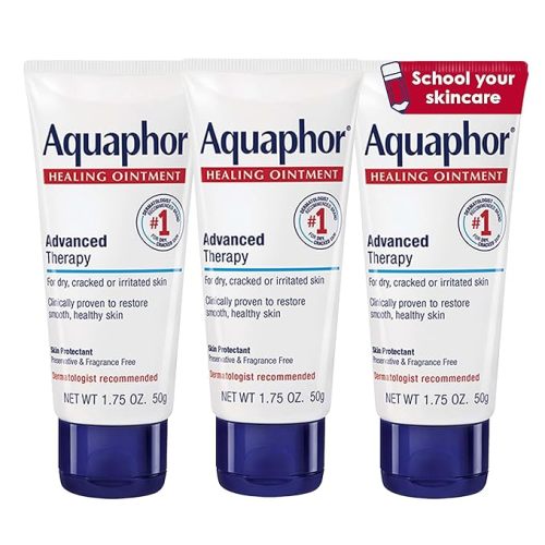 Aquaphor Advanced Therapy Healing Ointment, Hypoallergenic, Fragrance Free Body Moisturizer for Dry Skin and Minor Wound Care, Travel Size Skin Care Set, Back to School Supplies, 1.75 Oz Tube, 3 Pack