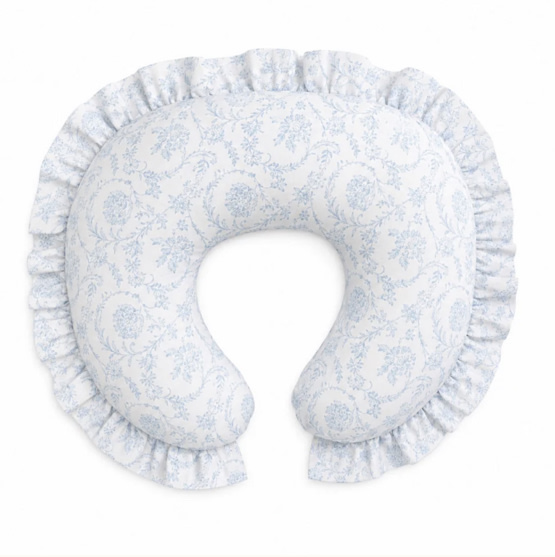 Blue Chinoiserie Ruffle Nursing Pillow Cover