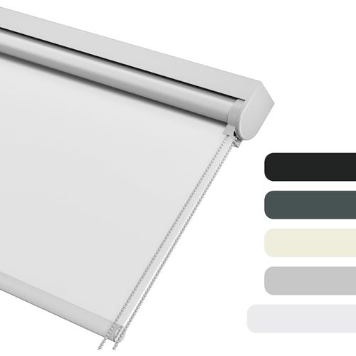 Blackout Roller Shades for Windows, Color-Matched Roller Blinds, UV Protection, Thermal Insulation Fabric Room Darkening Shades for Home, Office, White, 41" W x 60" H