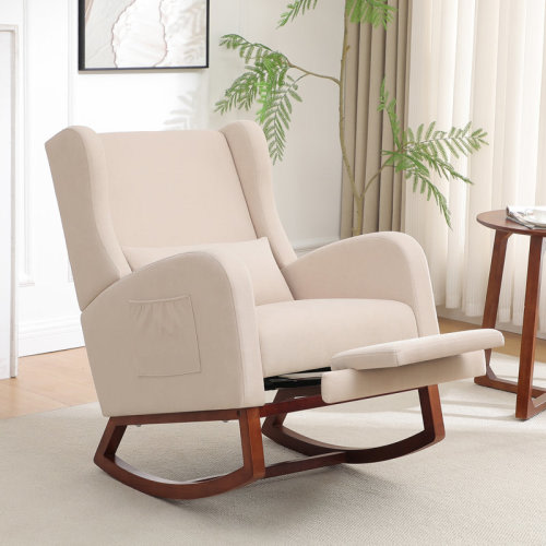 Harriet Bee Julyanna 30.1" Wide Gliders Rocking Chair with Solid Wood Leg and Footrest "& Reviews" | Wayfair