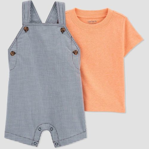 Carter's Just One You® Baby Boys' Gingham Overalls - Orange 3m