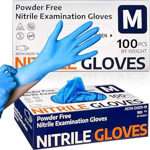 Medical Nitrile Exam Gloves, Latex-Free & Powder-Free Non-Sterile Food Safe Cleaning Disposable Glove, 100 Pcs