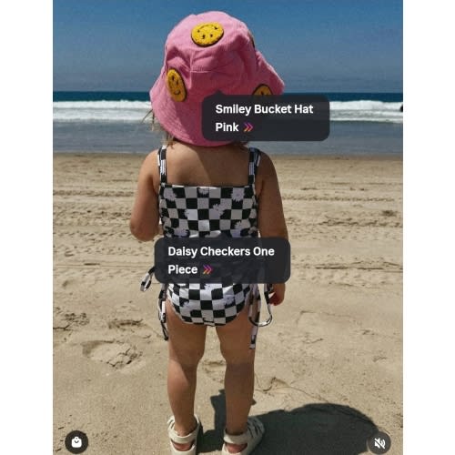 Smiley Bucket Hat Pink | Little Trouble