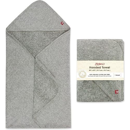 Zutano Hooded Baby Towels, Organic Cotton Baby Bath Towel, Ultra Soft and Absorbent Baby Towel for Newborn and Infant | Girl, Boy, and Unisex Towel Set, Heather Gray Solid, 1-Pack
