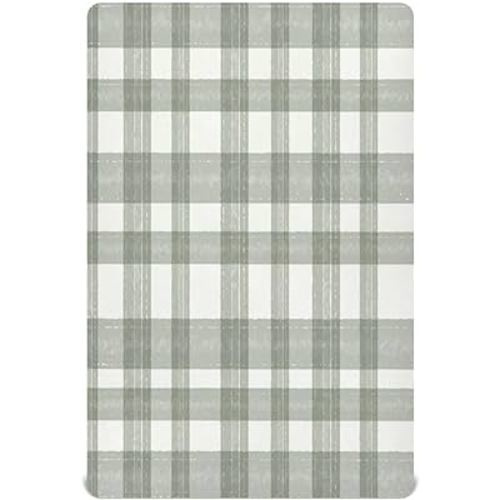 Fitted Crib Sheet for Boys Girls Sage Green Plaid Baby Crib Sheets Bassinet Sheets Crib Mattress Bed Sheets for Toddler Newborn Infant 52 X 28 in