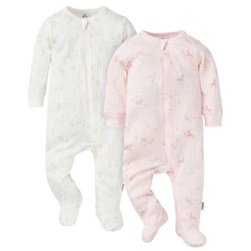 Gerber Baby Girls' 2-Pack Sleep 'N Plays, Ponies, 6-9M