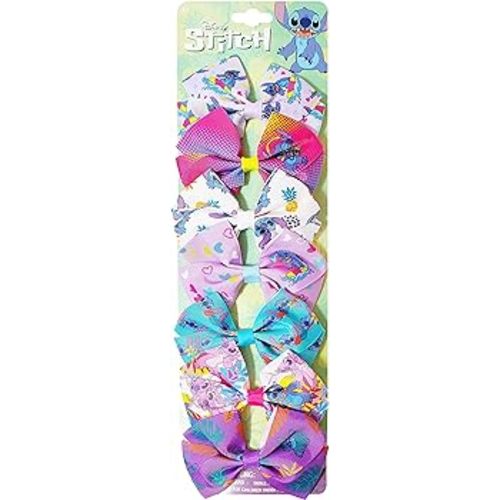 Disney Stitch Hair Bows - Hair Accessories Gift Set - Girls Hair Bows - 7 Pcs 4 Inch Bow Bundle - Hair Bows for Girls - Stitch on each clip - Alligator Clip - Ages 3 +