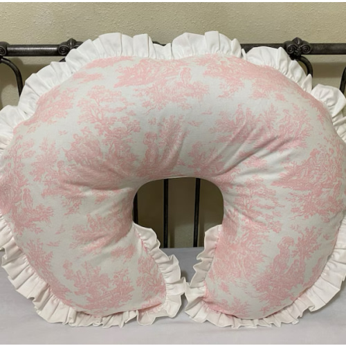 Nursing Pillow Cover with Ruffle, Blue Toile, Pink Toile Nursing Pillow Cover, Breastfeeding Pillow Cover