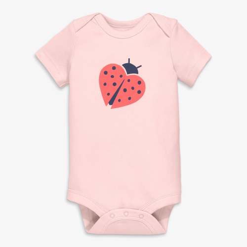 Organic short sleeve ladybug babysuit - Light blossom / 12-18