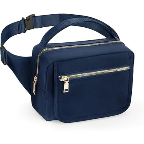 printe Small Diaper Bag with Portable Changing Pad, Crossbody Diaper Bag Pack with Wipes Pocket, Women Waist Bag for Travel, Navy Blue