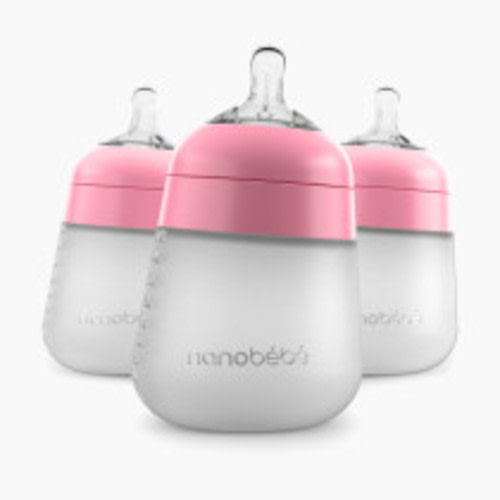 Nanobebe Flexy Silicone Baby Bottle - Pink, 9 Oz, 3