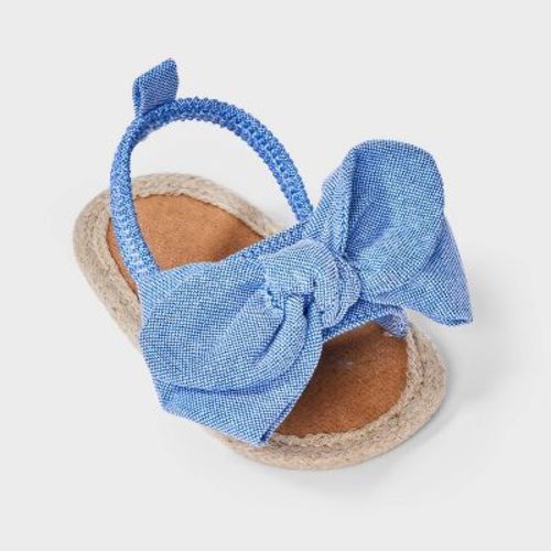 Baby Girls' Chambray Bow Ankle Strap Sandals - Cat & Jack™ Blue 9-12M