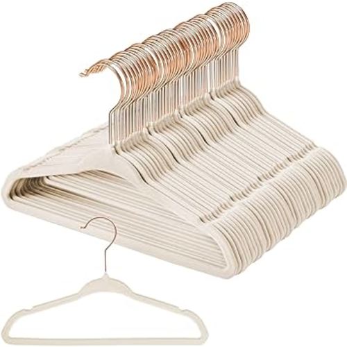 Amyhill 100 Pack Baby Kids Velvet Hangers Bulk Non Slip Clothes Hangers Durable Newborn Velvet Space Saving Infant Nursery Hangers Newborn Toddler Velvet Hangers(Ivory, Kids)