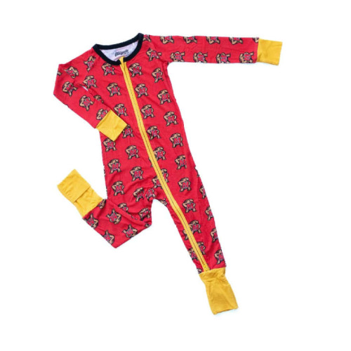 Baby Red Maryland Terrapins Double Zipper Loungewear One Piece Pajamas