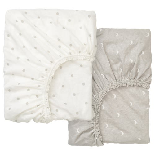 LENAST Crib fitted sheet - dotted/moon 28x52 "