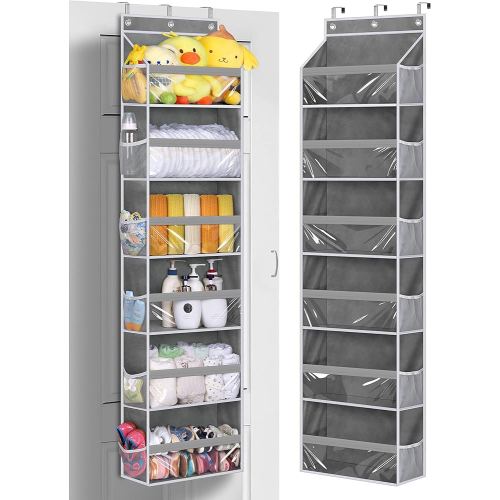 MISSLO Over the Door Organizer Hanging Storage with 6 Large Pockets 12 Side Pockets Closet Door Organizer Heavy Duty Baby Organization for Bathroom, Pantry, Bedroom, Nursery, Clothes, Toys, Diapers