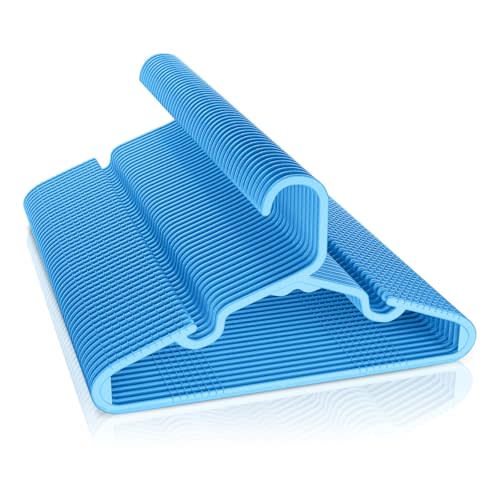 VILICK Baby Hangers for Closet, 50 Pack Thin & Hard Plastic Kids Hangers Toddler Hanger for Infant Child Clothing, Childrens Hanger Ideal for Boys and Girls Closets, Pants, Coats, and More, Blue