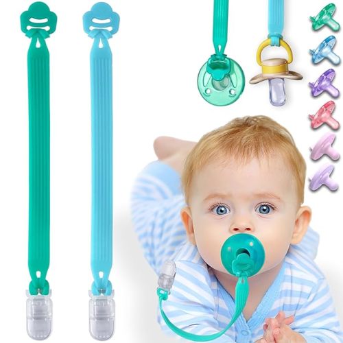 Silicone Pacifier Clips with Adapter Ring for Philips Avent Soothie, 2 Pack