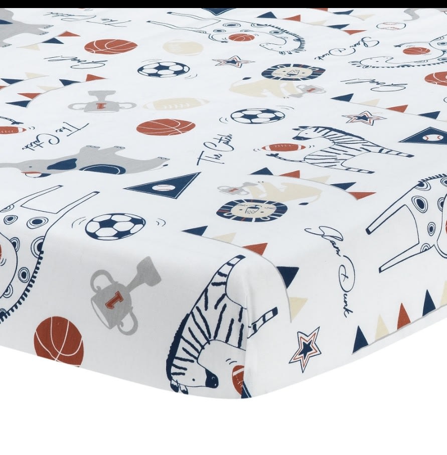 Hall of Fame Animals/Sports 100% Cotton Fitted Baby Crib Sheet – Lambs & Ivy