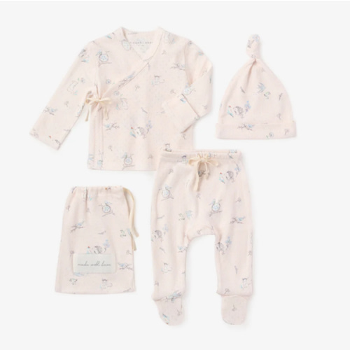 Meadow Mouse Printed Organic Cotton Pointelle Layette Set
