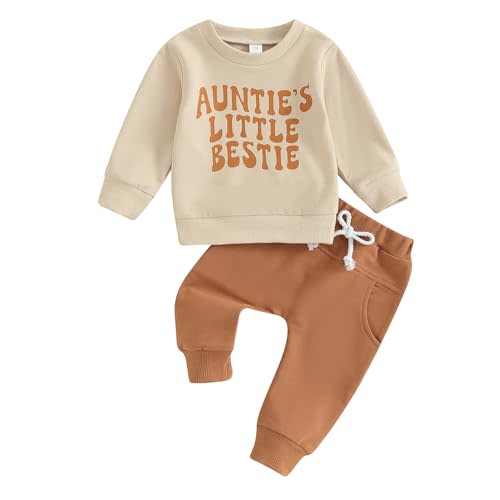 Aunties Bestie Baby Clothes Gender Neutral Baby Boy Girl Long Sleeve Sweatshirt Pullover Pant Fall Solid Color Outfit