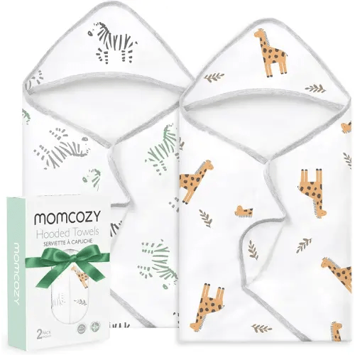 Momcozy Best Wishes Baby Towel with Hooded-Original Design Baby Towel Set -Soft & Absorbent- Shower Gifts or Bath Essential for Infant, Newborn, Toddler