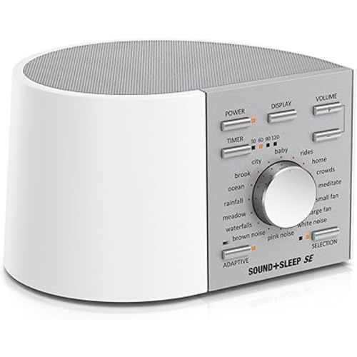 Adaptive Sound Technologies Sound + Sleep SE Noise Machine - White Noise Machine - Non-Looping Environmental/Nature Sounds for Sleep & Relaxation - with Sleep Timer & Headphone Jack - White/Silver