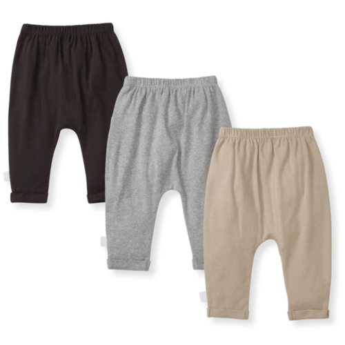 Solid Organic Cotton Baby Pants 3 Pack Ash
