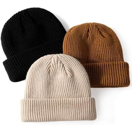 Glooarm 3 Pack Baby Beanie Toddler Boys Girls Beanie Knit Warm Winter Hats Newborn Infant Cuffed Caps, 0-5 Years