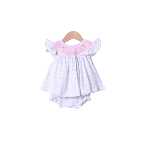 Smocked Sweet Swan Bishop Bloomer Set