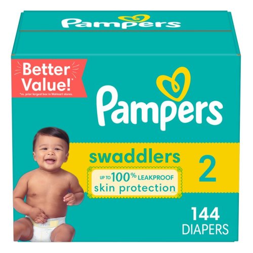 Pampers Swaddlers Diapers, Soft and Absorbent, Size 2, 144 Count