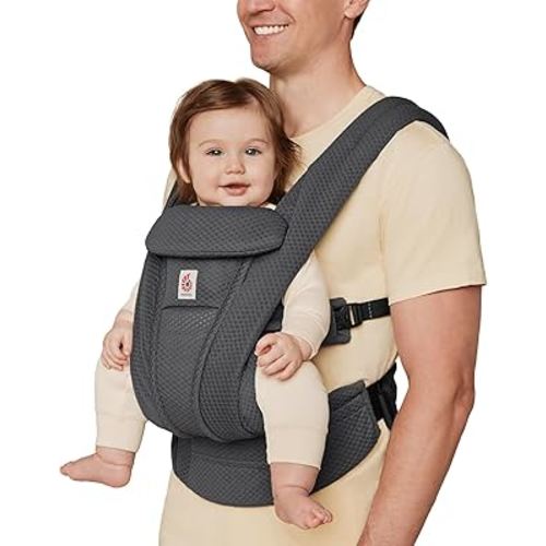 Ergobaby Omni Deluxe All Carry Positions Breathable Mesh Baby Carrier with Enhanced Lumbar Support & Airflow, Newborn to Toddler, (Holds 7-45 lbs), Graphite Grey