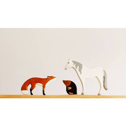 Set of toys horse, mole and fox, Wooden toys, Toddler gifts, Toddler toys, Waldorf toys, Baby gift, Childrens toy, Educational toys