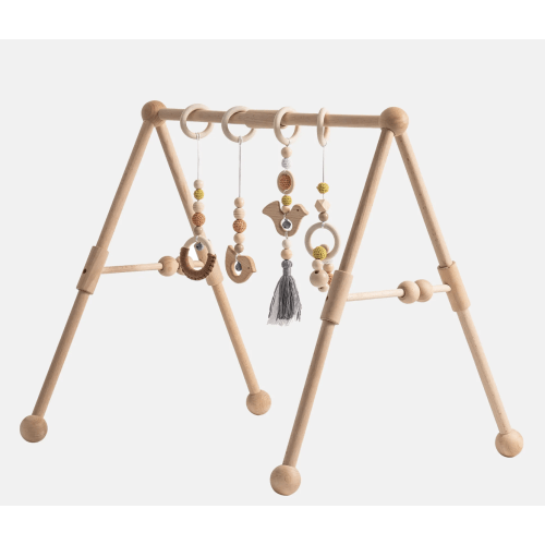 ROBUD Wooden Baby Gym with 4 Toys
