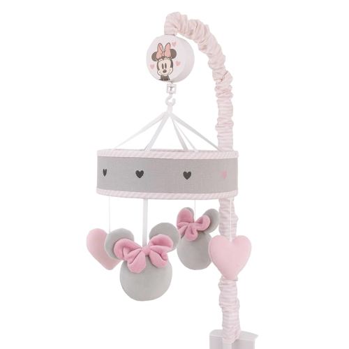 Disney Minnie Mouse My Happy Place Pink, Gray, and White Plush Musical Mobile