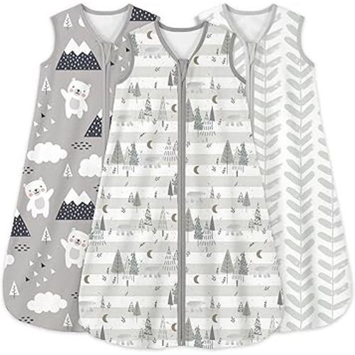 Yoofoss Baby Sleep Sack 6-12 Months 0.5 Tog Wearable Blanket for Baby, 3 Pack 100% Cotton Infant Toddler Sleeping Sack 2-Way Zipper Lightweight Sleepsack