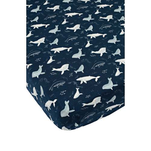 Muslin Fitted Crib Sheet - Whales