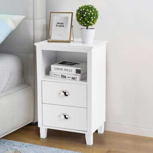 White 2-Drawer Nightstand