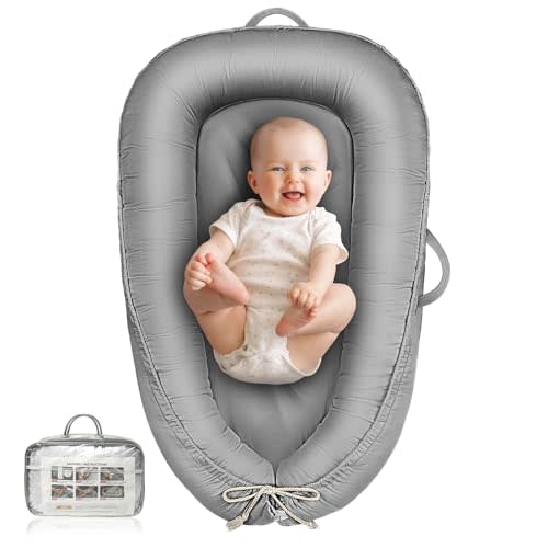 Baby Lounger - Infant Lounger for Newborn 0-24 Months, Waterproof Inner Cover and Pure Cotton Breathable Baby Nest Cover, Newborn Essentials for Baby Boys&Girls, Portable Baby Bed for Home and Travel