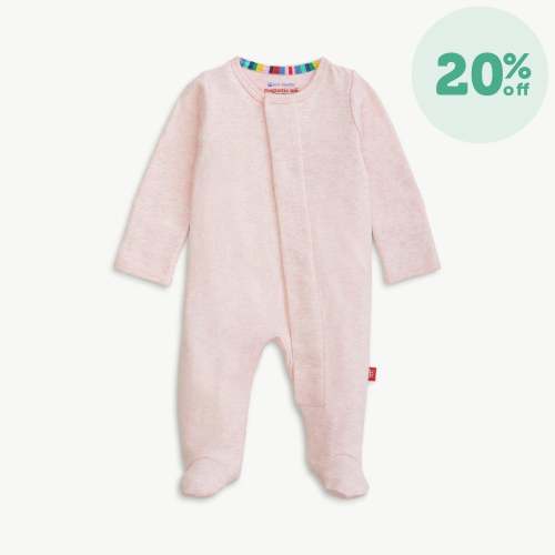 pink melange organic cotton magnetic parent favorite footie – Magnetic Me