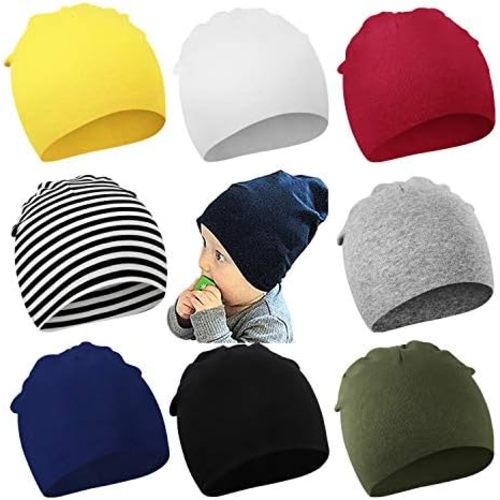 DRESHOW BQUBO 8 Pack Unisex Baby Beanie Hat Infant Toddler Kid Hats Baby Soft Cute Knit Cap Nursery Beanie
